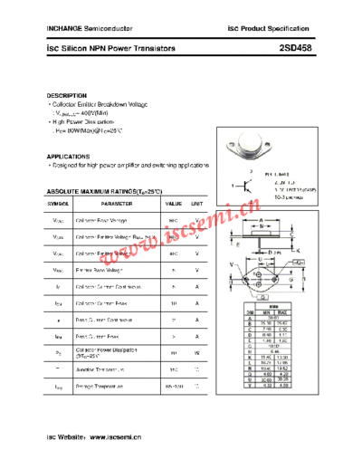 Inchange Semiconductor 2sd458  . Electronic Components Datasheets Active components Transistors Inchange Semiconductor 2sd458.pdf