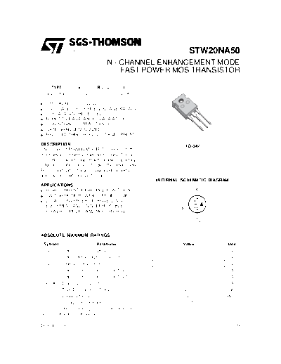 ST stw20na50  . Electronic Components Datasheets Active components Transistors ST stw20na50.pdf