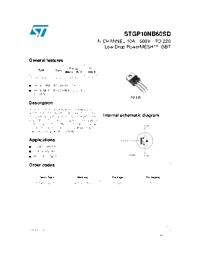 ST stgp10nb60sd  . Electronic Components Datasheets Active components Transistors ST stgp10nb60sd.pdf