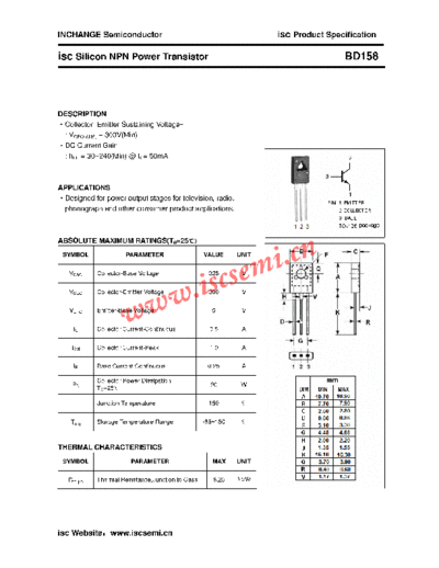 Inchange Semiconductor bd158  . Electronic Components Datasheets Active components Transistors Inchange Semiconductor bd158.pdf