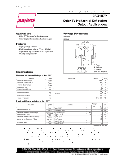 Sanyo 2sd1879  . Electronic Components Datasheets Active components Transistors Sanyo 2sd1879.pdf