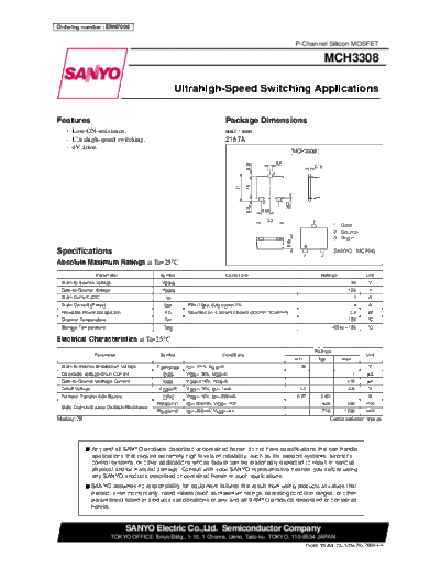 Sanyo mch3308  . Electronic Components Datasheets Active components Transistors Sanyo mch3308.pdf