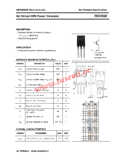 Inchange Semiconductor 2sc4580  . Electronic Components Datasheets Active components Transistors Inchange Semiconductor 2sc4580.pdf