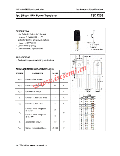 Inchange Semiconductor 2sd1268  . Electronic Components Datasheets Active components Transistors Inchange Semiconductor 2sd1268.pdf