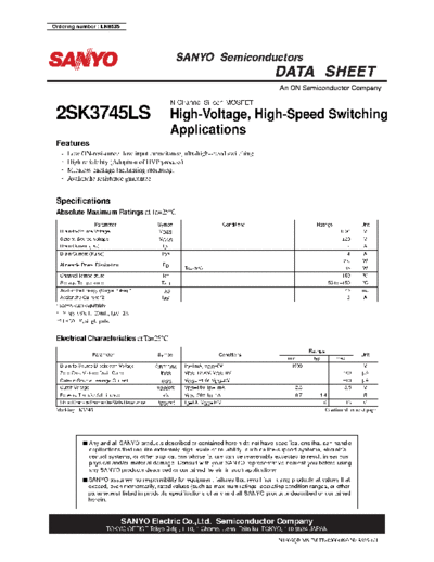 Sanyo 2sk3745ls  . Electronic Components Datasheets Active components Transistors Sanyo 2sk3745ls.pdf
