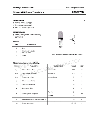 Inchange Semiconductor 2sc3973b  . Electronic Components Datasheets Active components Transistors Inchange Semiconductor 2sc3973b.pdf