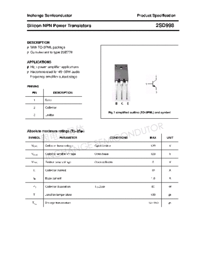 Inchange Semiconductor 2sd998  . Electronic Components Datasheets Active components Transistors Inchange Semiconductor 2sd998.pdf