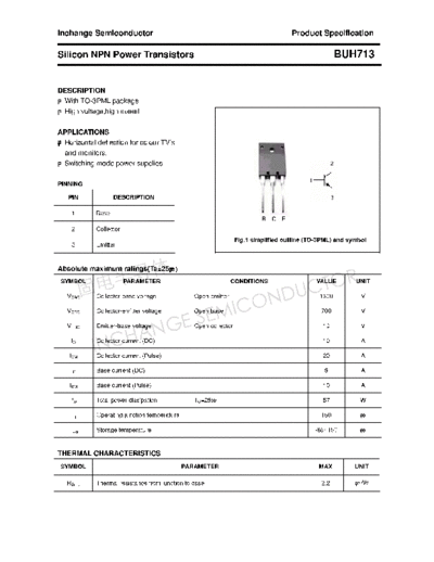 Inchange Semiconductor buh713  . Electronic Components Datasheets Active components Transistors Inchange Semiconductor buh713.pdf