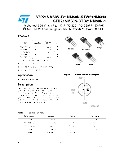 ST p21nm60n  f21nm60n  b21nm60n  b21nm60n-1  w21nm60n  . Electronic Components Datasheets Active components Transistors ST stp21nm60n_stf21nm60n_stb21nm60n_stb21nm60n-1_stw21nm60n.pdf