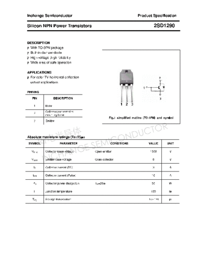 Inchange Semiconductor 2sd1290  . Electronic Components Datasheets Active components Transistors Inchange Semiconductor 2sd1290.pdf