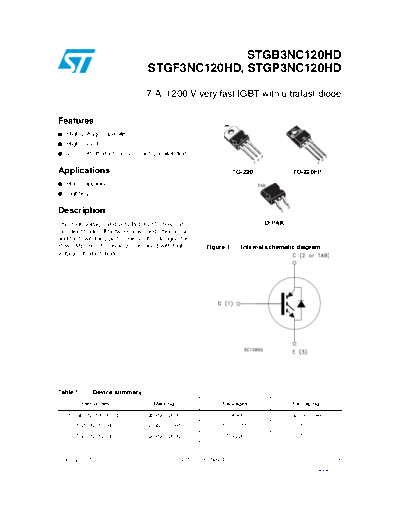 ST gb3nc120hd  gf3nc120hd  gp3nc120hd  . Electronic Components Datasheets Active components Transistors ST stgb3nc120hd_stgf3nc120hd_stgp3nc120hd.pdf