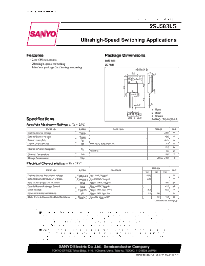 Sanyo 2sj583ls  . Electronic Components Datasheets Active components Transistors Sanyo 2sj583ls.pdf