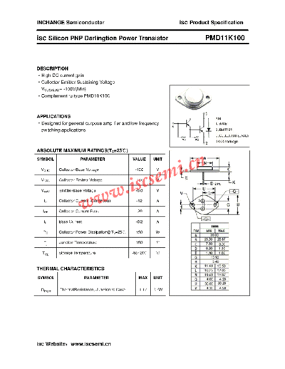 Inchange Semiconductor pmd11k100  . Electronic Components Datasheets Active components Transistors Inchange Semiconductor pmd11k100.pdf