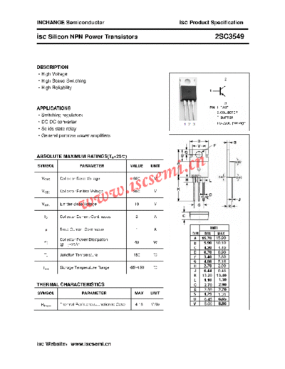 Inchange Semiconductor 2sc3549  . Electronic Components Datasheets Active components Transistors Inchange Semiconductor 2sc3549.pdf