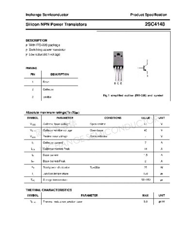Inchange Semiconductor 2sc4148  . Electronic Components Datasheets Active components Transistors Inchange Semiconductor 2sc4148.pdf