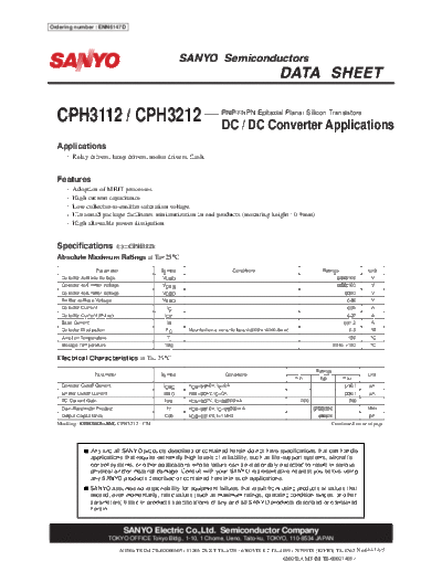 Sanyo cph3212  . Electronic Components Datasheets Active components Transistors Sanyo cph3212.pdf