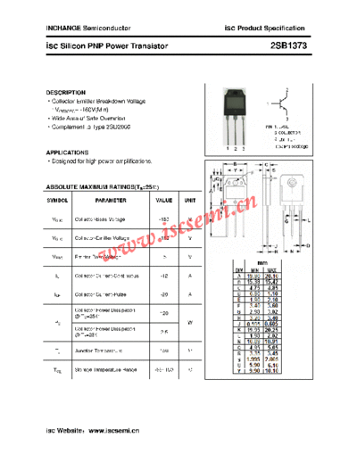 Inchange Semiconductor 2sb1373  . Electronic Components Datasheets Active components Transistors Inchange Semiconductor 2sb1373.pdf