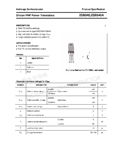 Inchange Semiconductor 2sb940 2sb940a  . Electronic Components Datasheets Active components Transistors Inchange Semiconductor 2sb940_2sb940a.pdf