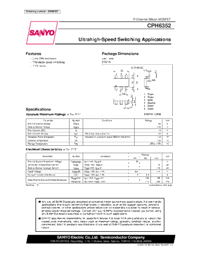 Sanyo cph6352  . Electronic Components Datasheets Active components Transistors Sanyo cph6352.pdf