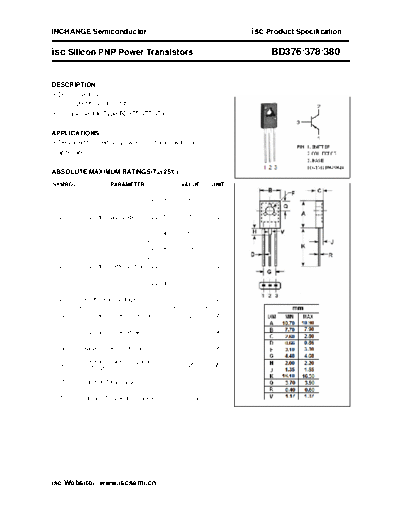 Inchange Semiconductor bd376 378 380  . Electronic Components Datasheets Active components Transistors Inchange Semiconductor bd376_378_380.pdf
