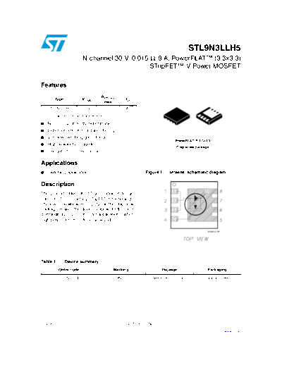 ST stl9n3llh5  . Electronic Components Datasheets Active components Transistors ST stl9n3llh5.pdf