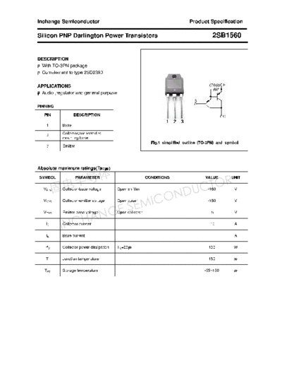 Inchange Semiconductor 2sb1560  . Electronic Components Datasheets Active components Transistors Inchange Semiconductor 2sb1560.pdf