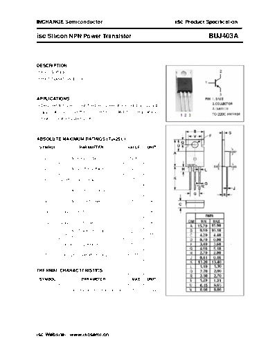 Inchange Semiconductor buj403a  . Electronic Components Datasheets Active components Transistors Inchange Semiconductor buj403a.pdf