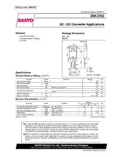 Sanyo 2sk3702  . Electronic Components Datasheets Active components Transistors Sanyo 2sk3702.pdf