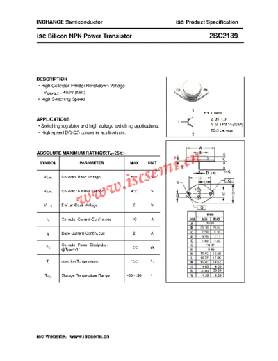 Inchange Semiconductor 2sc2139  . Electronic Components Datasheets Active components Transistors Inchange Semiconductor 2sc2139.pdf