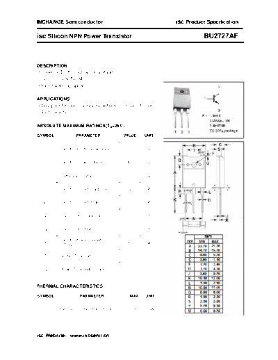 Inchange Semiconductor bu2727af  . Electronic Components Datasheets Active components Transistors Inchange Semiconductor bu2727af.pdf