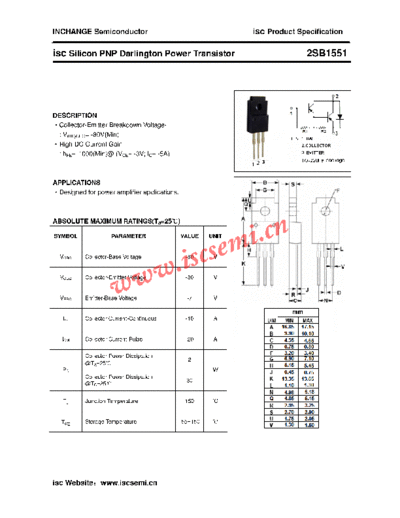 Inchange Semiconductor 2sb1551  . Electronic Components Datasheets Active components Transistors Inchange Semiconductor 2sb1551.pdf