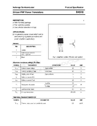 Inchange Semiconductor d45h8  . Electronic Components Datasheets Active components Transistors Inchange Semiconductor d45h8.pdf