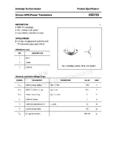 Inchange Semiconductor 2sd725  . Electronic Components Datasheets Active components Transistors Inchange Semiconductor 2sd725.pdf