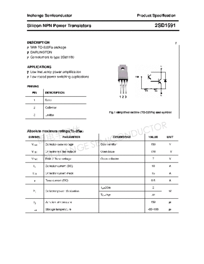 Inchange Semiconductor 2sd1591  . Electronic Components Datasheets Active components Transistors Inchange Semiconductor 2sd1591.pdf