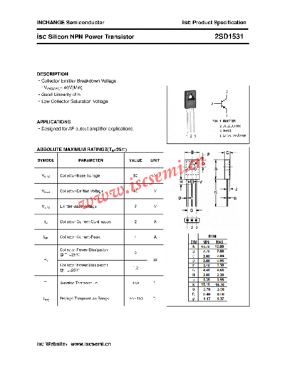 Inchange Semiconductor 2sd1531  . Electronic Components Datasheets Active components Transistors Inchange Semiconductor 2sd1531.pdf
