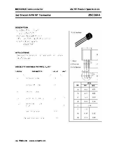 Inchange Semiconductor 2sc3544  . Electronic Components Datasheets Active components Transistors Inchange Semiconductor 2sc3544.pdf