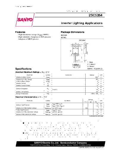Sanyo 2sc5264  . Electronic Components Datasheets Active components Transistors Sanyo 2sc5264.pdf