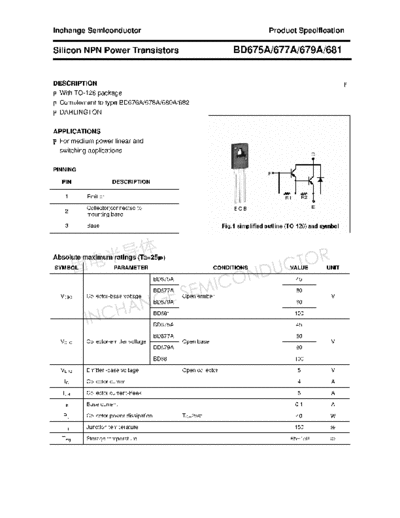 Inchange Semiconductor bd675a 677a 679a 681  . Electronic Components Datasheets Active components Transistors Inchange Semiconductor bd675a_677a_679a_681.pdf