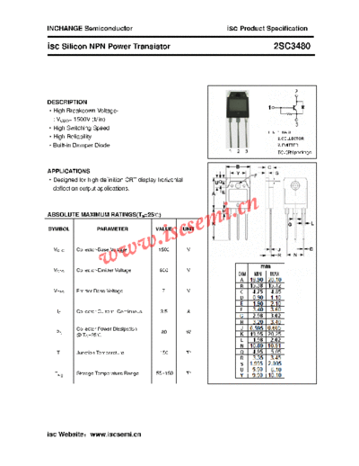 Inchange Semiconductor 2sc3480  . Electronic Components Datasheets Active components Transistors Inchange Semiconductor 2sc3480.pdf
