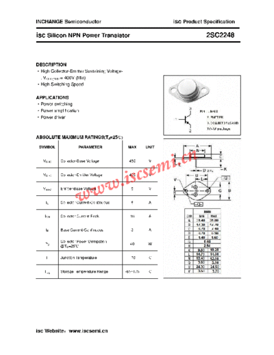 Inchange Semiconductor 2sc2248  . Electronic Components Datasheets Active components Transistors Inchange Semiconductor 2sc2248.pdf