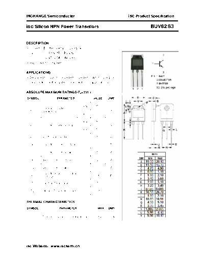 Inchange Semiconductor buv82 83  . Electronic Components Datasheets Active components Transistors Inchange Semiconductor buv82_83.pdf