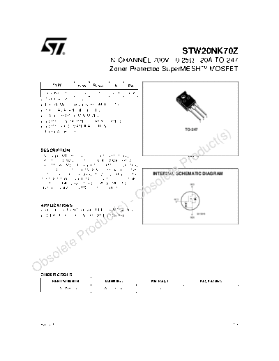 ST stw20nk70z  . Electronic Components Datasheets Active components Transistors ST stw20nk70z.pdf