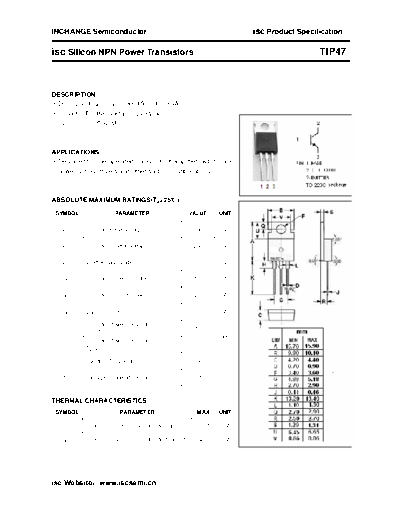 Inchange Semiconductor tip47  . Electronic Components Datasheets Active components Transistors Inchange Semiconductor tip47.pdf