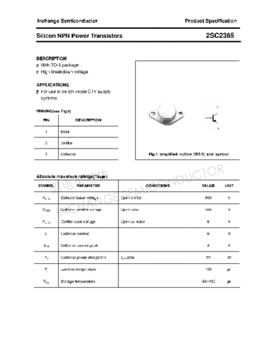 Inchange Semiconductor 2sc2365  . Electronic Components Datasheets Active components Transistors Inchange Semiconductor 2sc2365.pdf