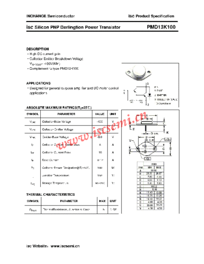 Inchange Semiconductor pmd13k100  . Electronic Components Datasheets Active components Transistors Inchange Semiconductor pmd13k100.pdf