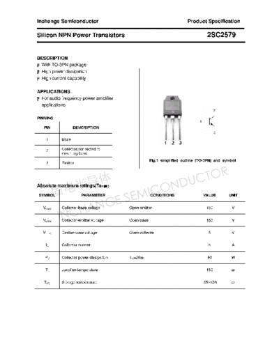 Inchange Semiconductor 2sc2579  . Electronic Components Datasheets Active components Transistors Inchange Semiconductor 2sc2579.pdf