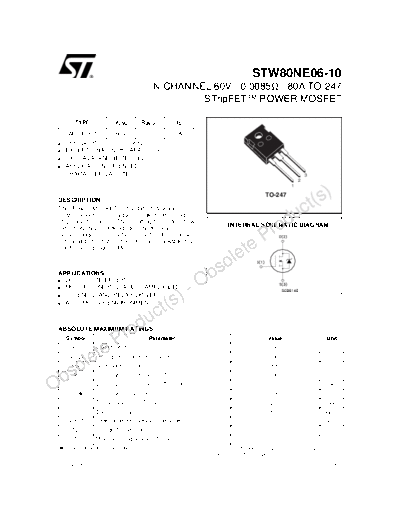 ST stw80ne06-10  . Electronic Components Datasheets Active components Transistors ST stw80ne06-10.pdf