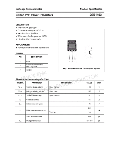 Inchange Semiconductor 2sb1163  . Electronic Components Datasheets Active components Transistors Inchange Semiconductor 2sb1163.pdf