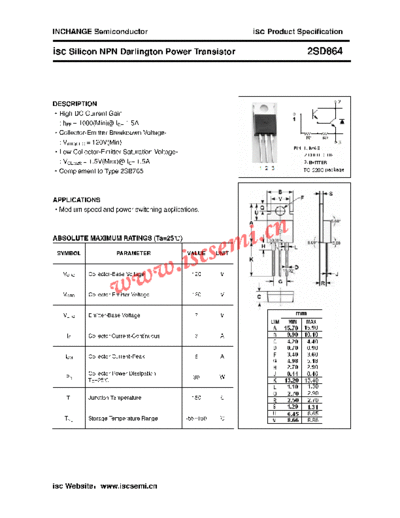 Inchange Semiconductor 2sd864  . Electronic Components Datasheets Active components Transistors Inchange Semiconductor 2sd864.pdf