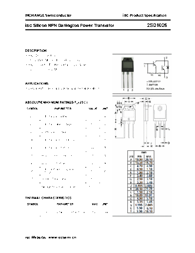 Inchange Semiconductor 2sd1026  . Electronic Components Datasheets Active components Transistors Inchange Semiconductor 2sd1026.pdf